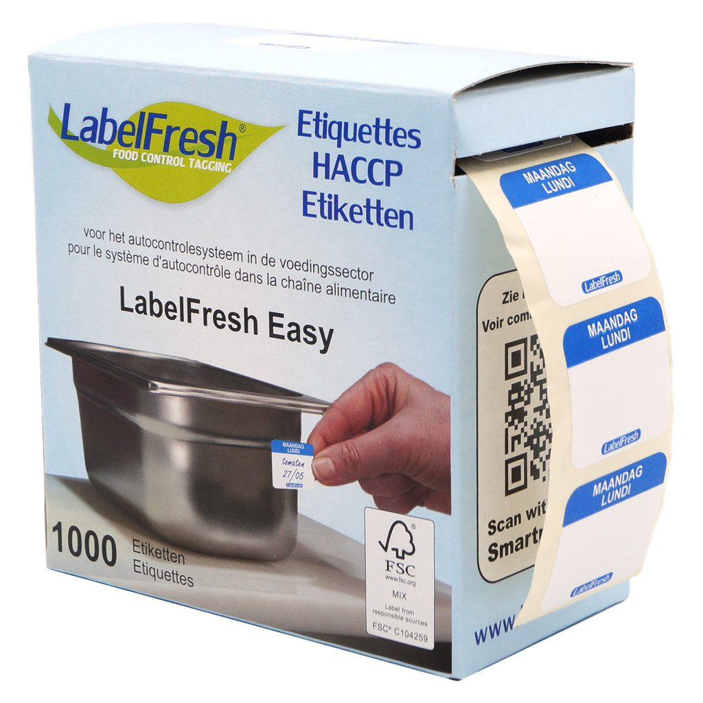 LabelFresh etiketten maandag Easy 1000 stuks 30x25mm