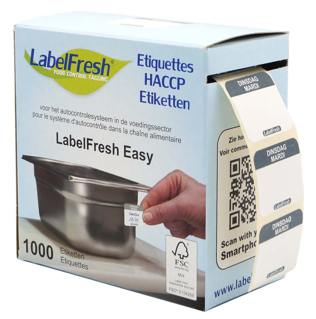LabelFresh etiketten dinsdag Easy 1000 stuks 30x25mm