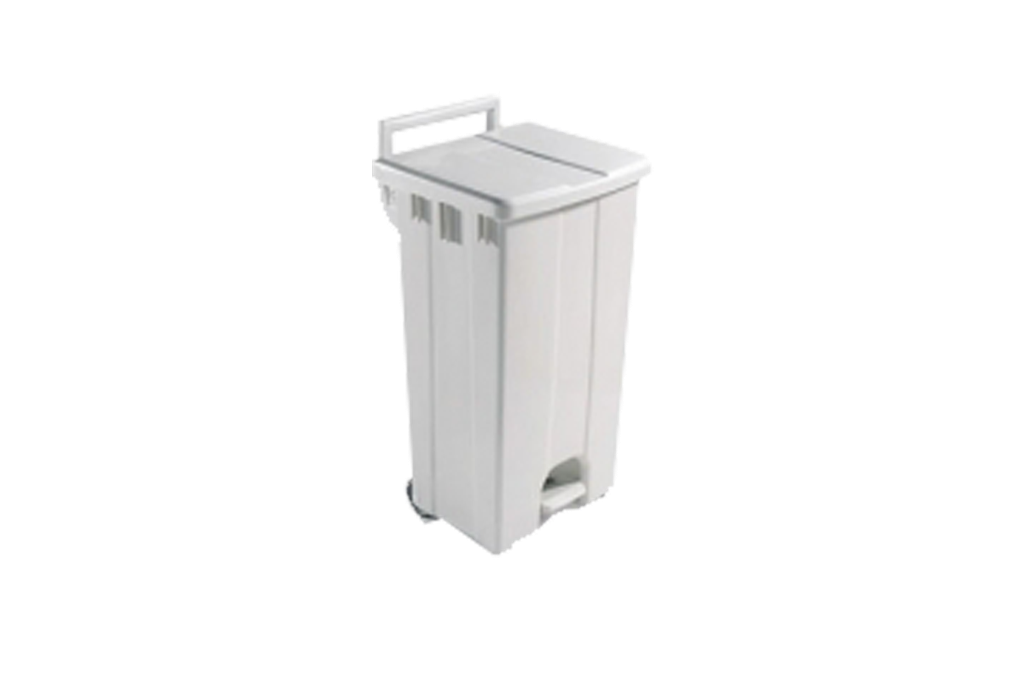 Container PB-1500 sur roues avec pédalle+couvercle BLANC 90L