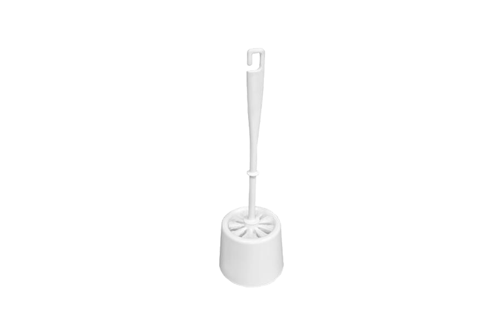 WC Borstel met garnituur (rond potje) wit plastic 1st