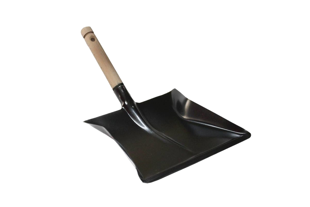 Vuilblik metaal zwart met houten steel