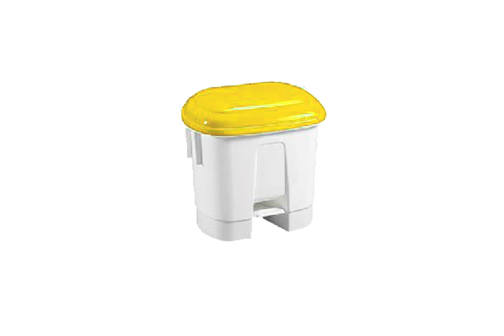 PB-1300 Afvalbak met pedaal en geel deksel 30L