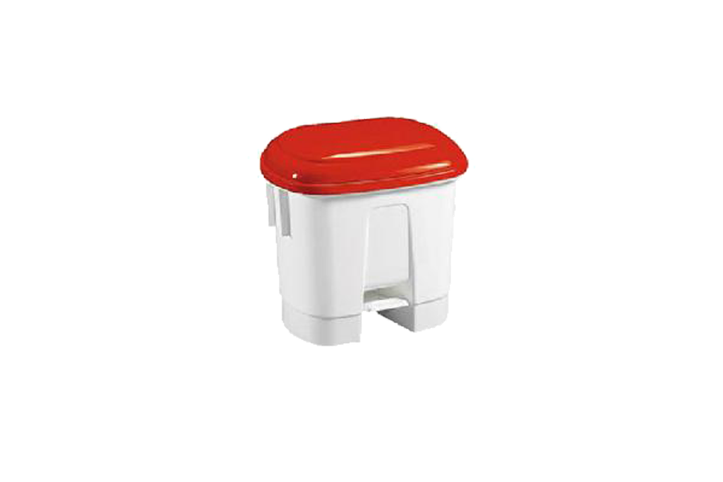 PB-1300 Afvalbak met pedaal en rood deksel 30L