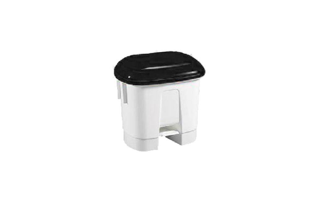 PB-1301 Afvalbak met pedaal en deksel zwart 30l