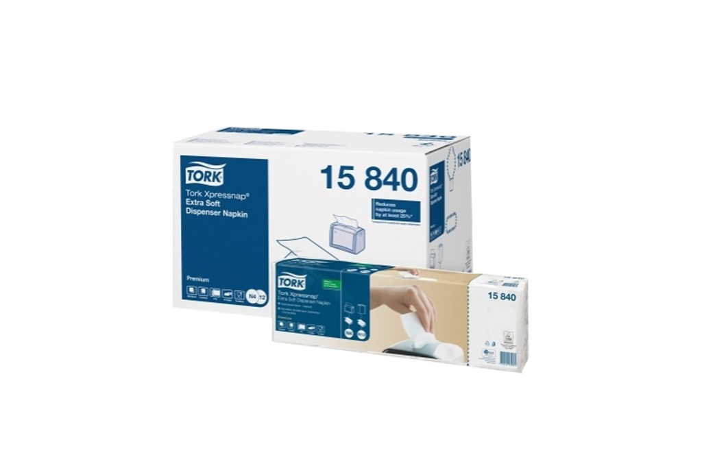 Tork 15840 Xpressnap Extra Soft White Napkin N4 22x33cm