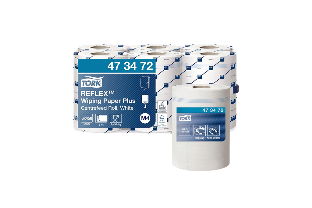 Tork 473472 Reflex Wiping Paper Plus Smartcore Centerfeed M4