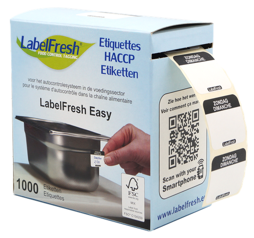 [01480] LabelFresh etiketten zondag Easy 1000 stuks 30x25mm