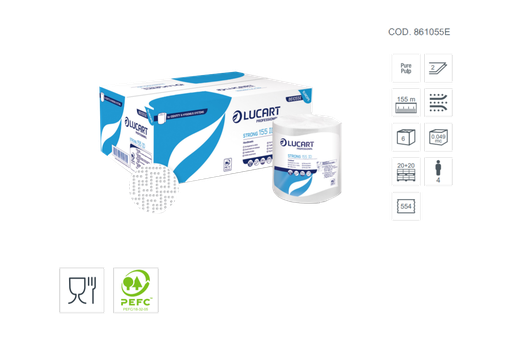 [01979] LUCART 861055 Handdoekrol WIT 155 ID 2L strong 6X1