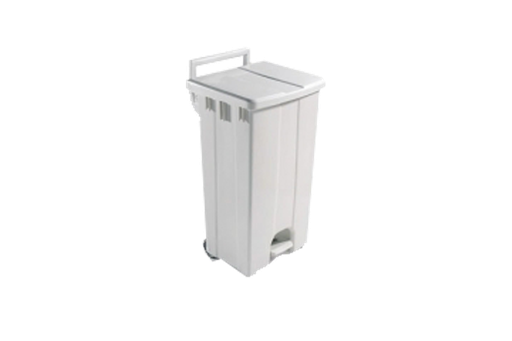 [00294] PB-1500 Afvalcontainer op wielen+pedaal en WIT deksel 90L