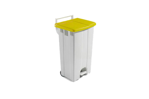 [01549] PB-1500 Afvalcontainer op wielen+pedaal en GEEL deksel 90L