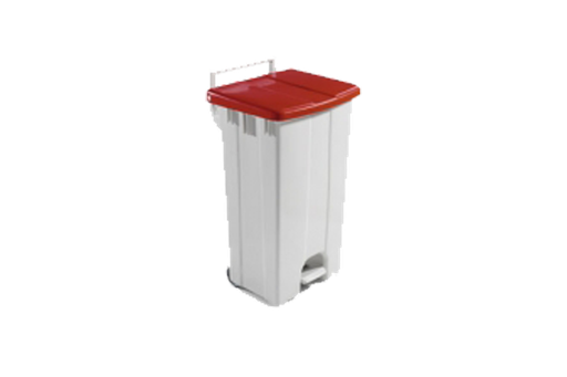 [01550] PB-1500 Afvalcontainer op wielen+pedaal en ROOD deksel 90L