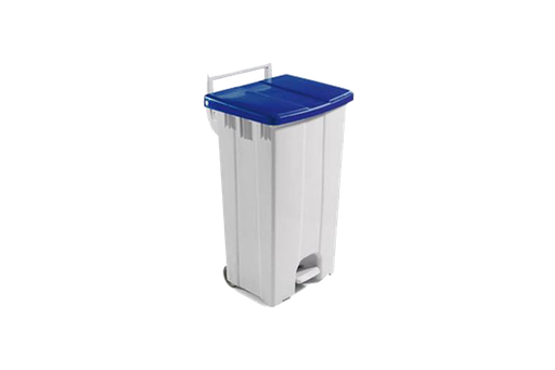 [01552] PB-1500 Afvalcontainer op wielen+pedaal en BLAUW deksel 90L